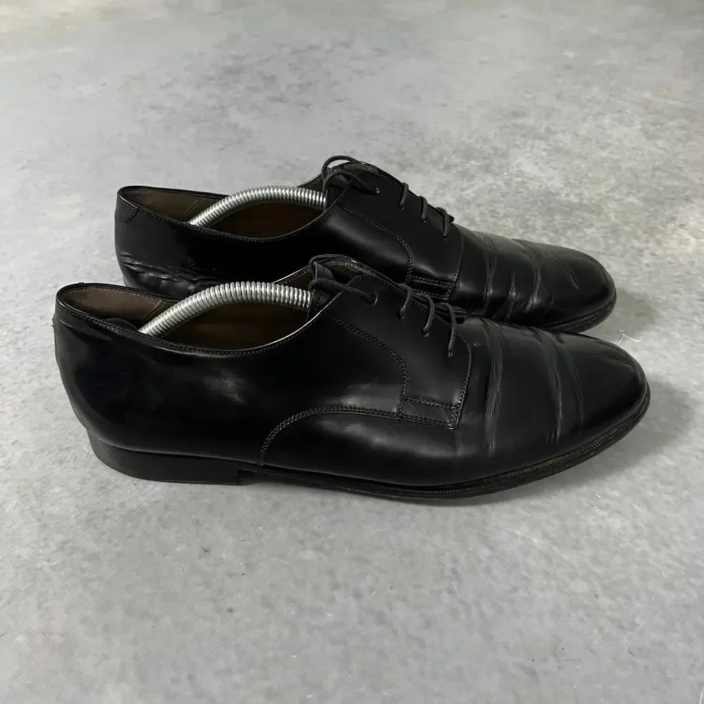 Pierre Cardin Black Leather Derby Dress Shoes Size: 44/10.5M